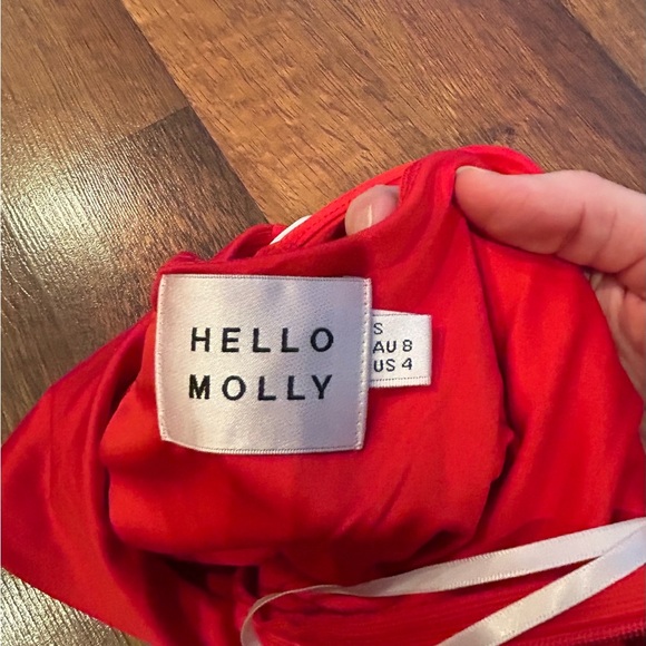 Hello Molly Red One Shoulder Dress Size Small with Cutout Midi - Picture 5 of 6